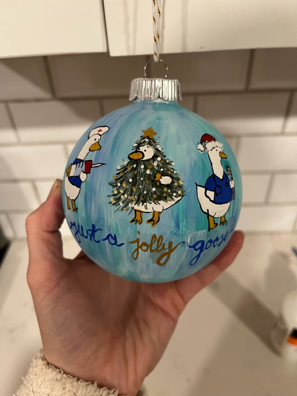 Hand-Painted Nurse Goose Ornament